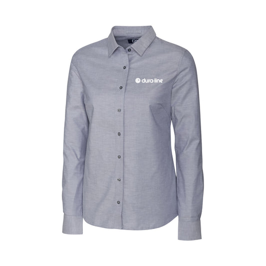 Women's LS C&B Stretch Oxford Dress Shirt - Charcoal